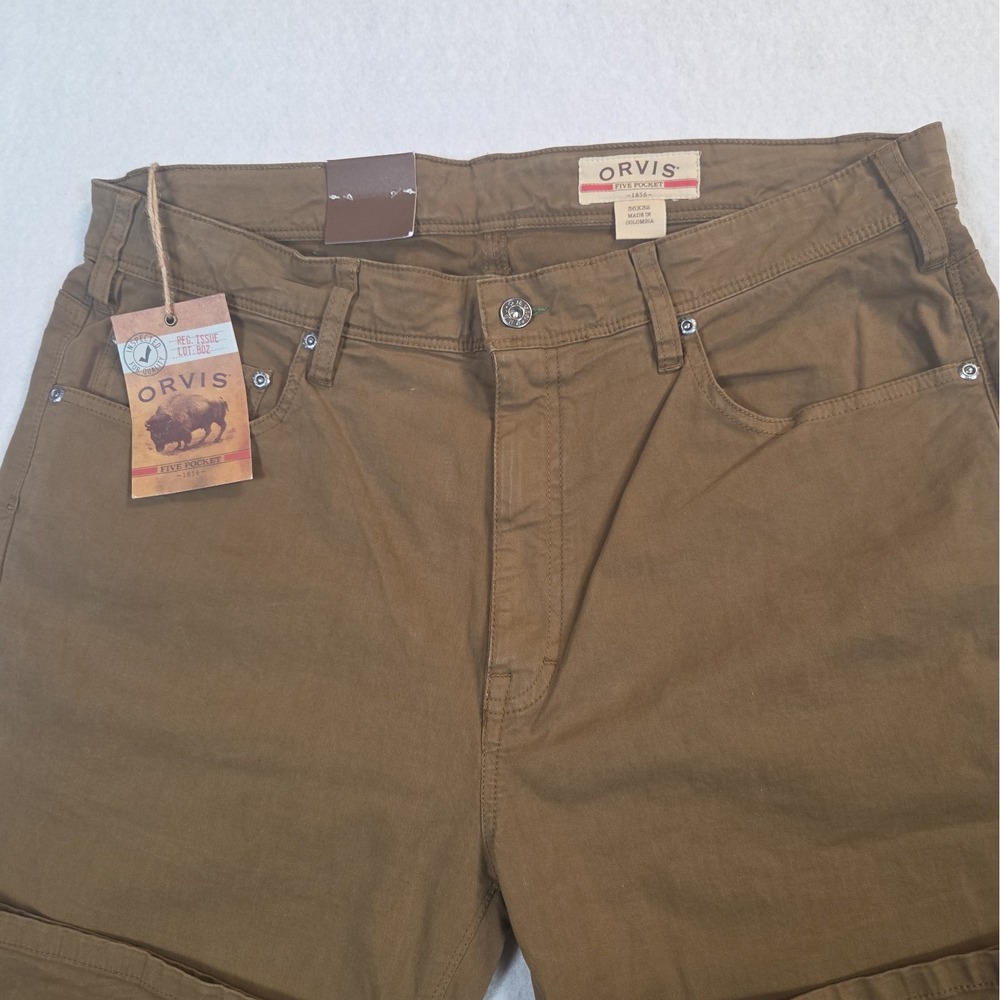 ORVIS FIVE POCKET STRETCH PANTS Brown KHAKI MENS 36X32 NEW With TAGS Casual - Picture 2 of 16